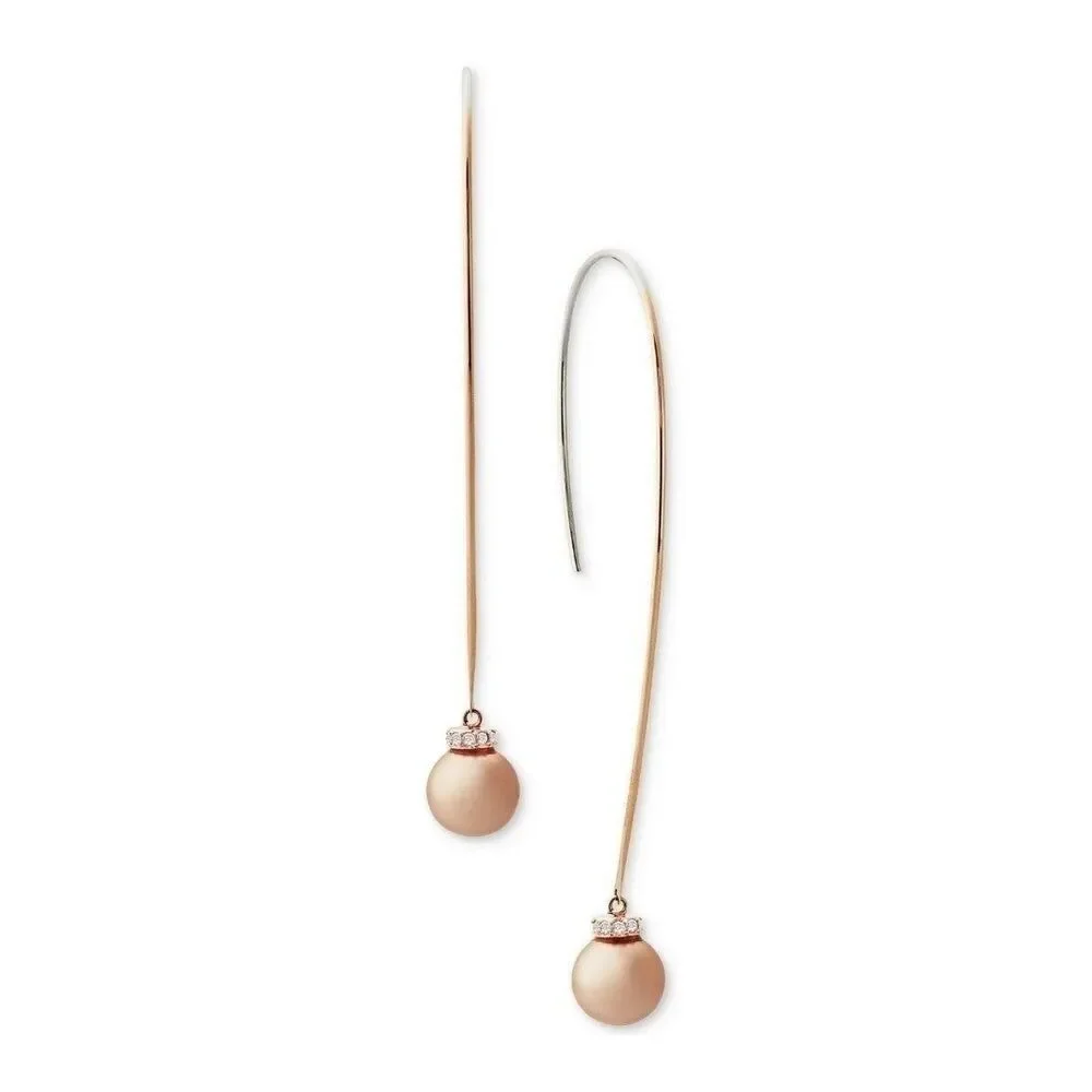 New! MICHAEL KORS Women's Rose Goldtone Drop Earrings With Box